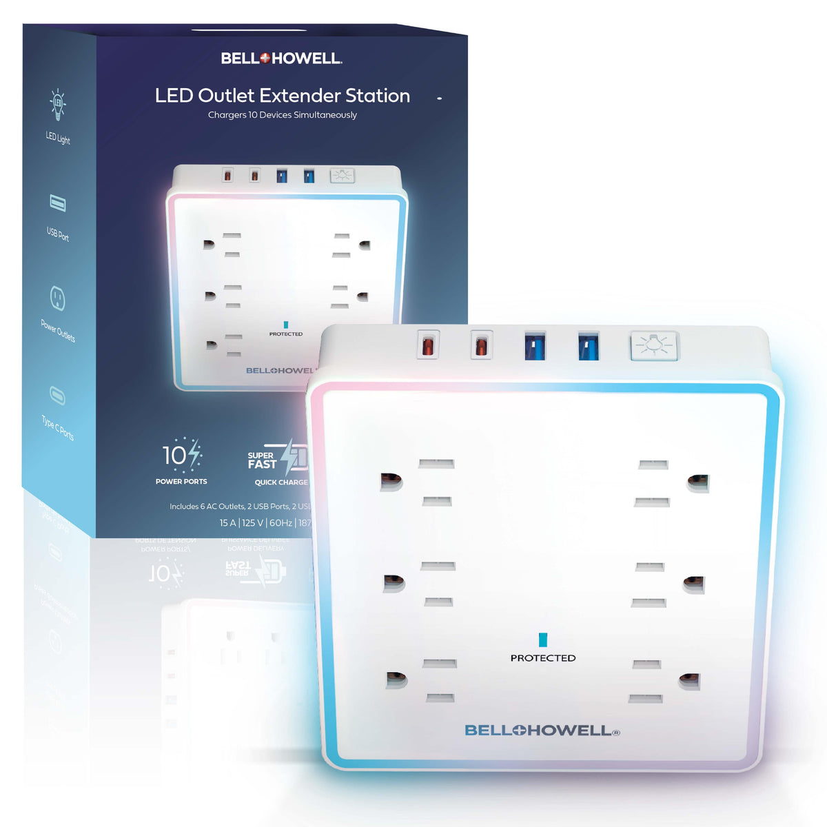 Bell + Howell LED Outlet Extender Station