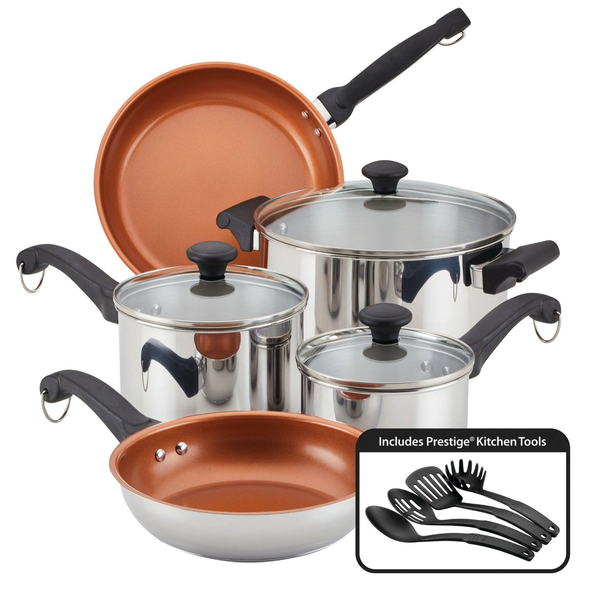 Farberware Classic Traditions 12pc Ceramic Stainless Steel Cookware Set