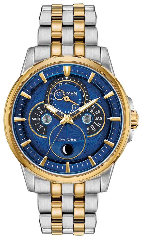 Citizen Watch Men's Calendrier Eco-Drive Stainless Steel Bracelet watch, Blue dial