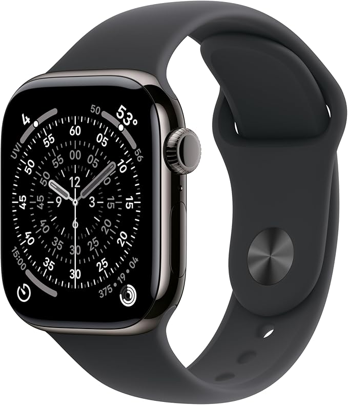 Apple Watch Series 11 GPS + Cellular 42mm Slate Titanium Case with Black Sport Band - S/M