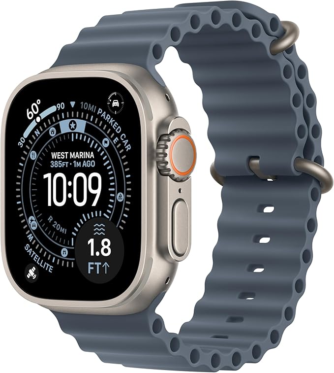 Apple Watch Ultra 3 GPS + Cellular 49mm Natural Titanium Case with Anchor Blue Ocean Band