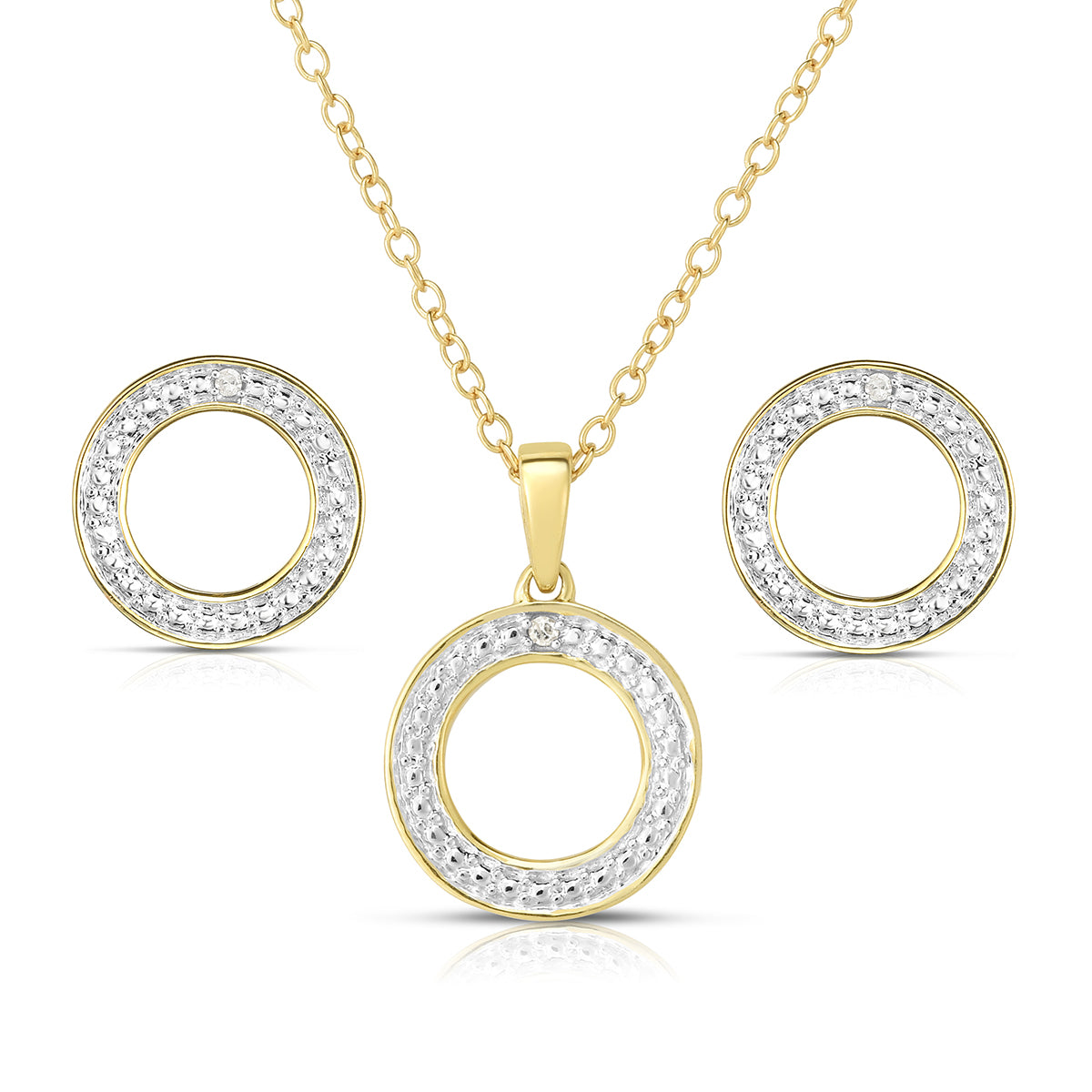 Jilco Inc Diamond Geometric Earring & Necklace Set