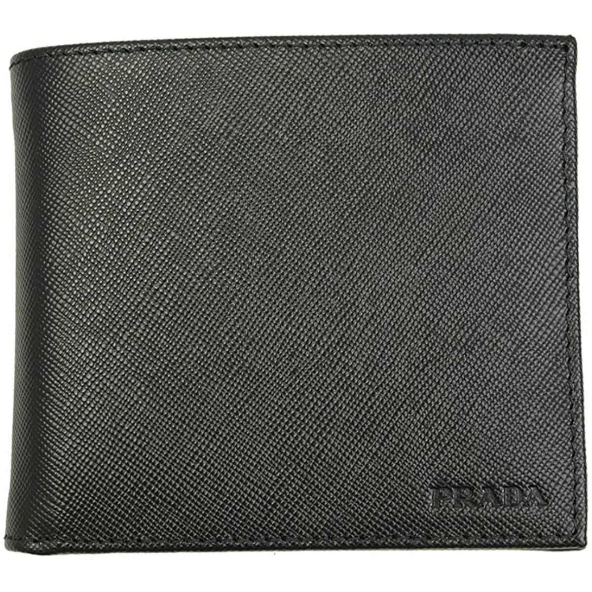 Prada Men's Black Saffiano Leather Logo Billfold Bifold Wallet