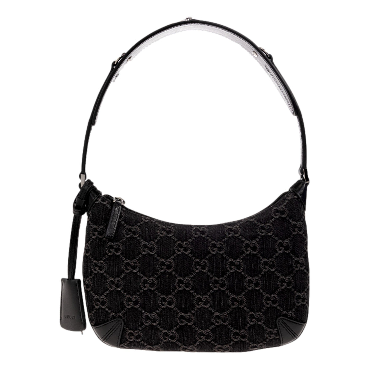 Gucci Horsebit Small Black Leather Slim Shoulder Bag Gold Hardware Womens
