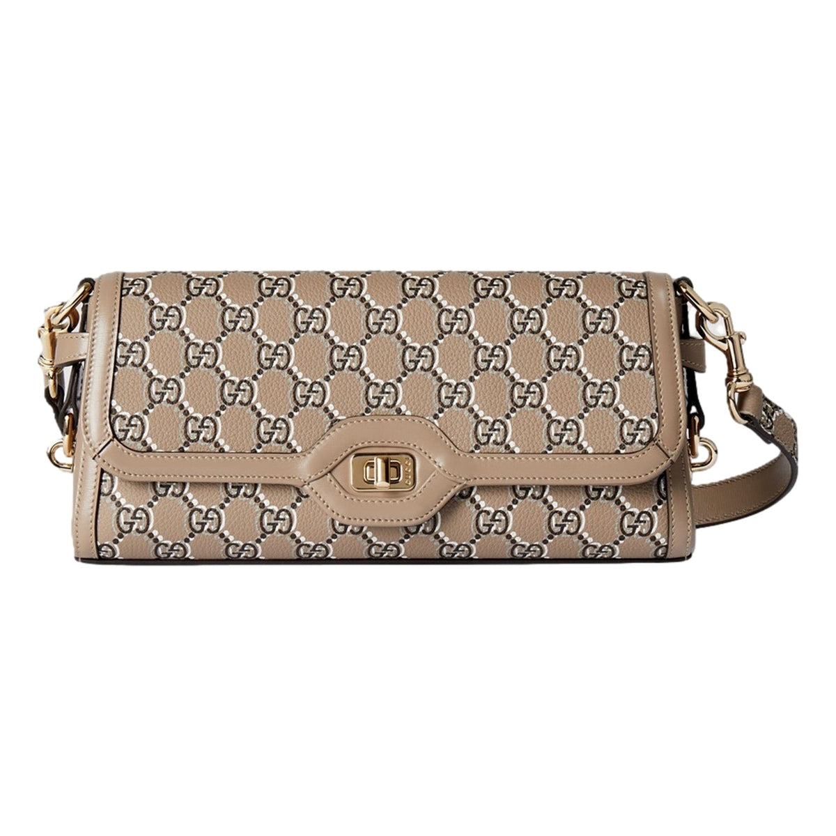 Gucci Luce Optical Printed GG Leather Beige Shoulder Bag