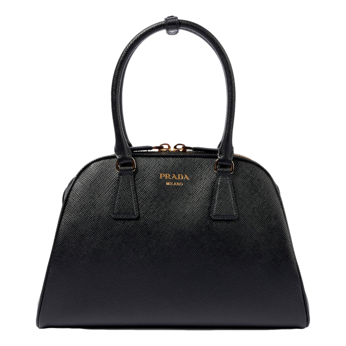 Prada Saffiano Soft Calfskin Top Handle Handbag Medium Nero Black