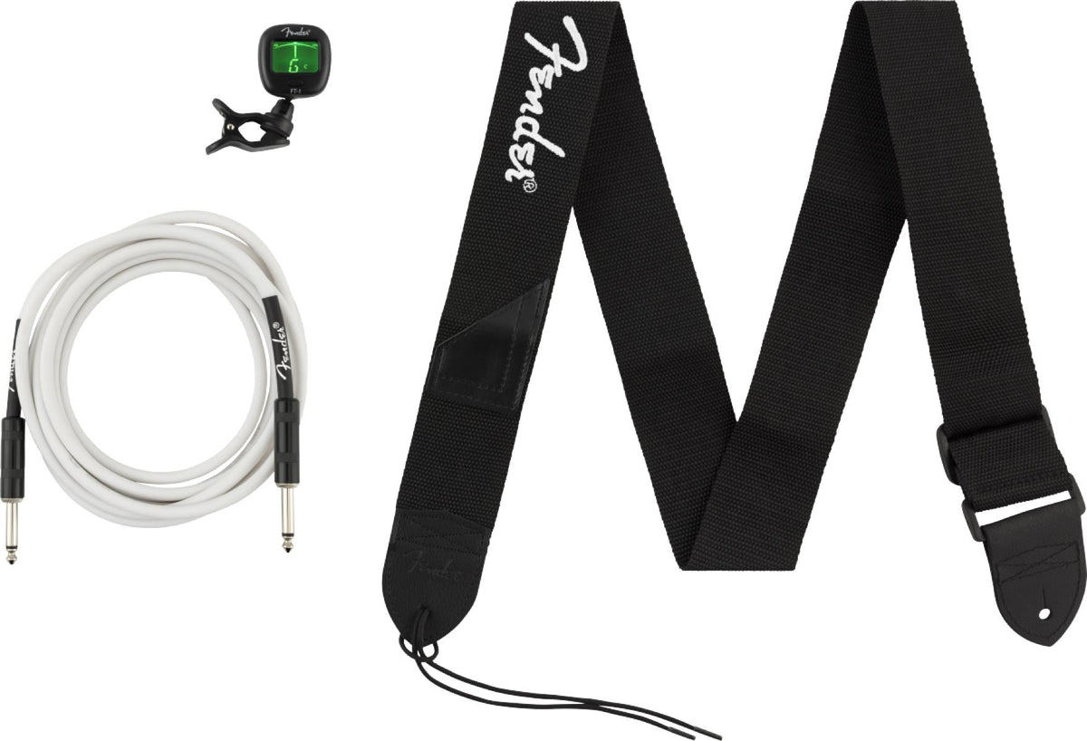 Fender Accessory Essentials Pack - Cable Clip-On Tuner and Strap