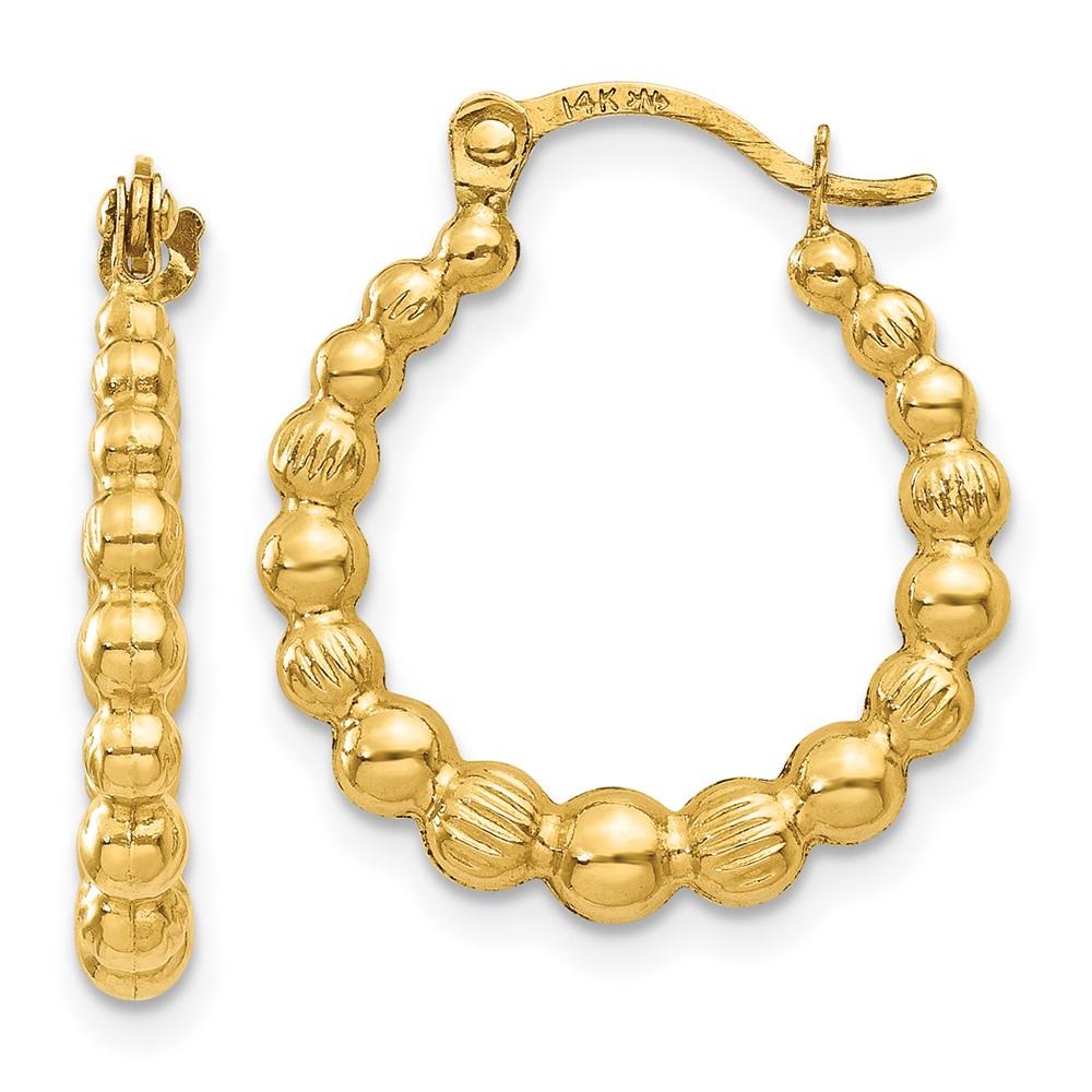 Distinctive 14K Beaded Hoop Earrings