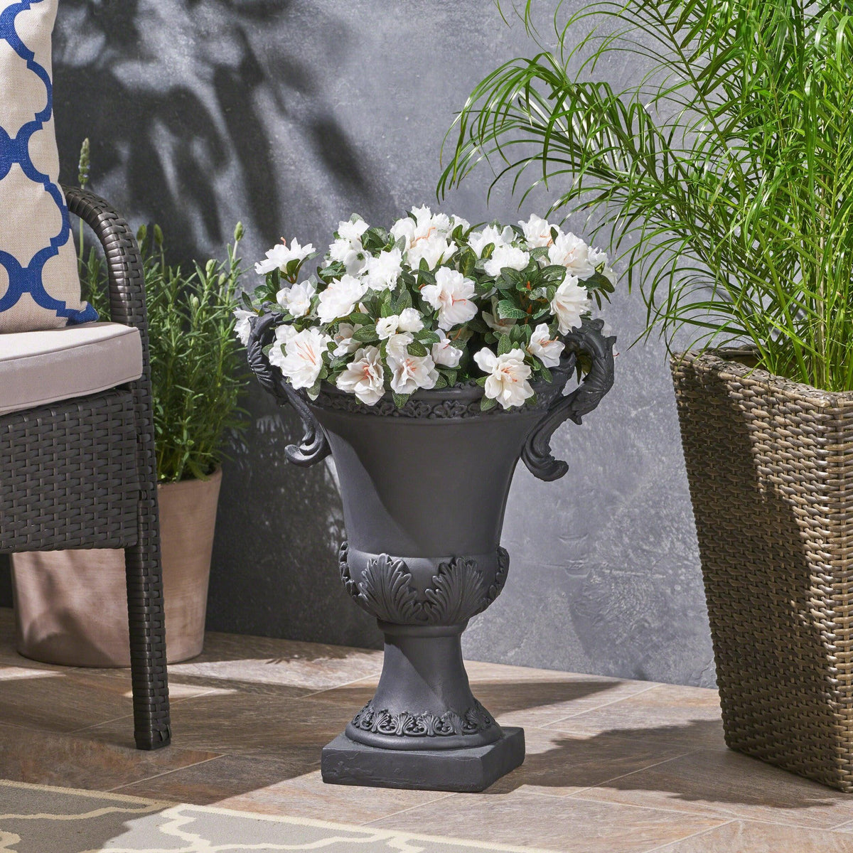 Stark Home Roman Botanical Concrete Chalice Garden Planter