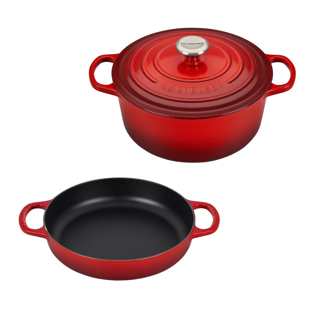 Le Creuset 3pc Signature Cast Iron Set Cerise