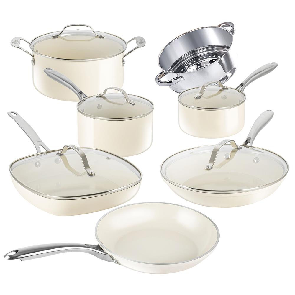 Gotham Steel Cookware Cookware Set w/ Stainless Steel Handle Size 12 Piece Set