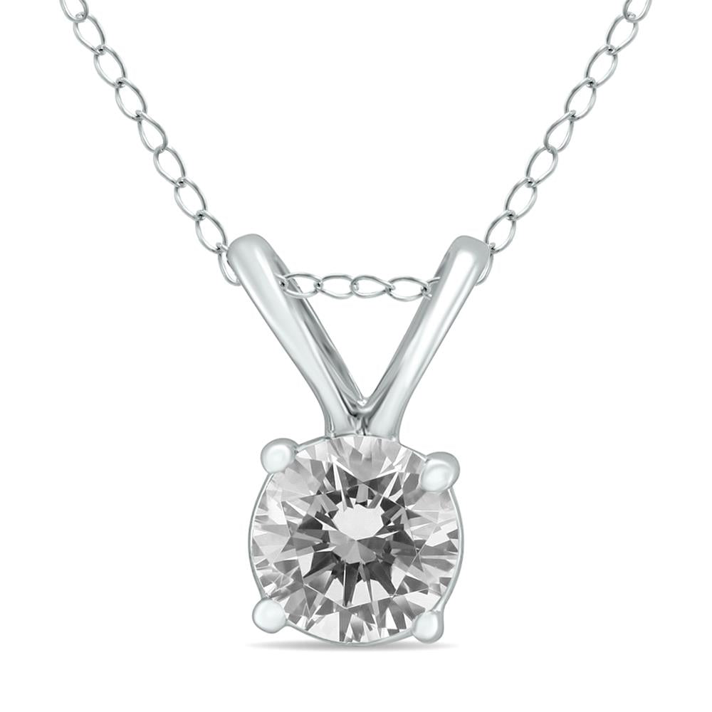 Prestige Boutique Diamonds 3/8 Carat Round Diamond Solitaire Pendan Size 18"