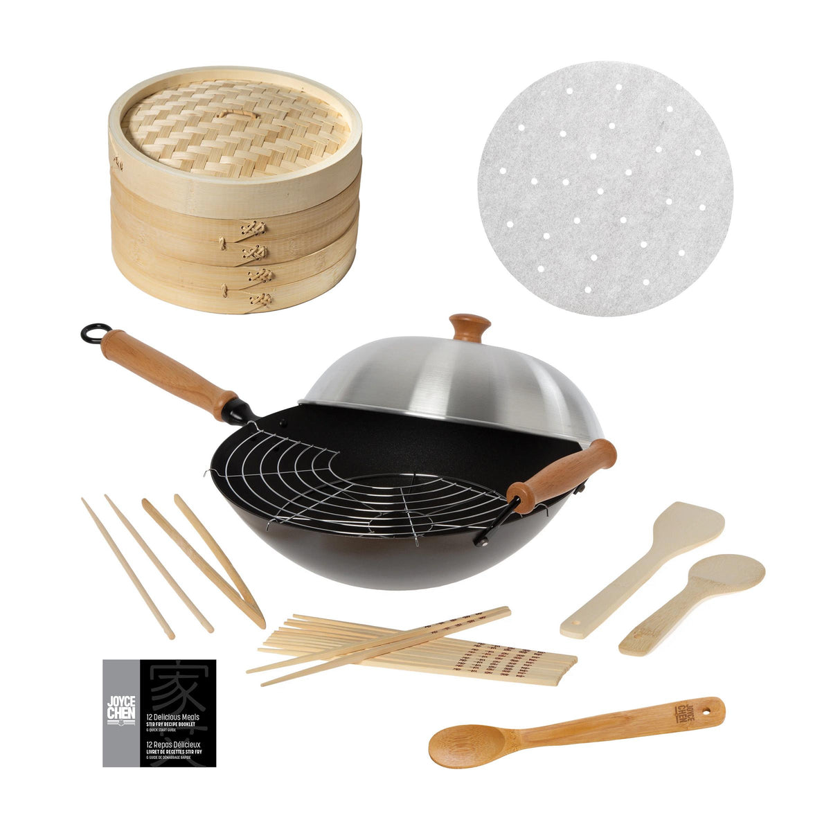 KitchenSupply Joyce Chen - 13-Piece Professional Series Non-stick 14-Inch Wok Bundle
