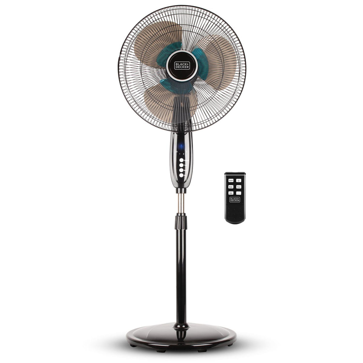 BLACK+DECKER 16 in. Dual Blade Stand Fan - Remote, Round Base