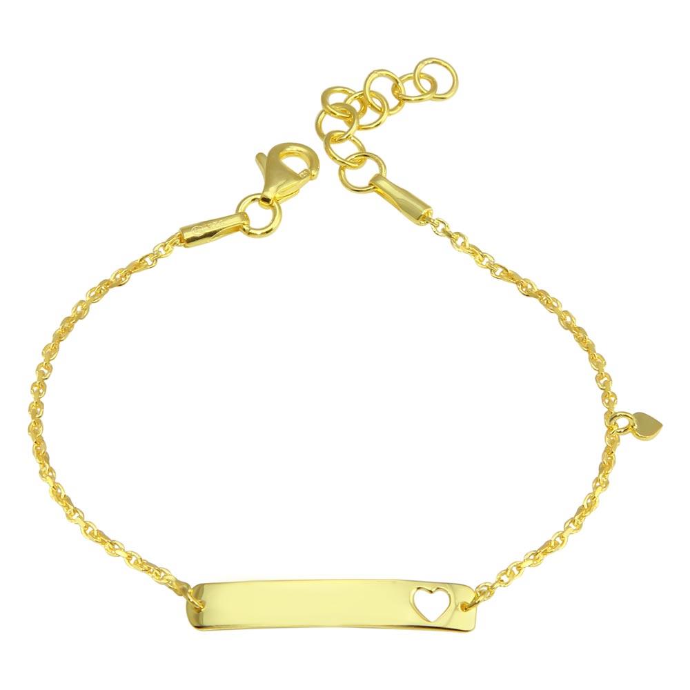 PARIKHS Gold Plated Dangling Heart Baby ID Bracelet in 925 Sterling Silver