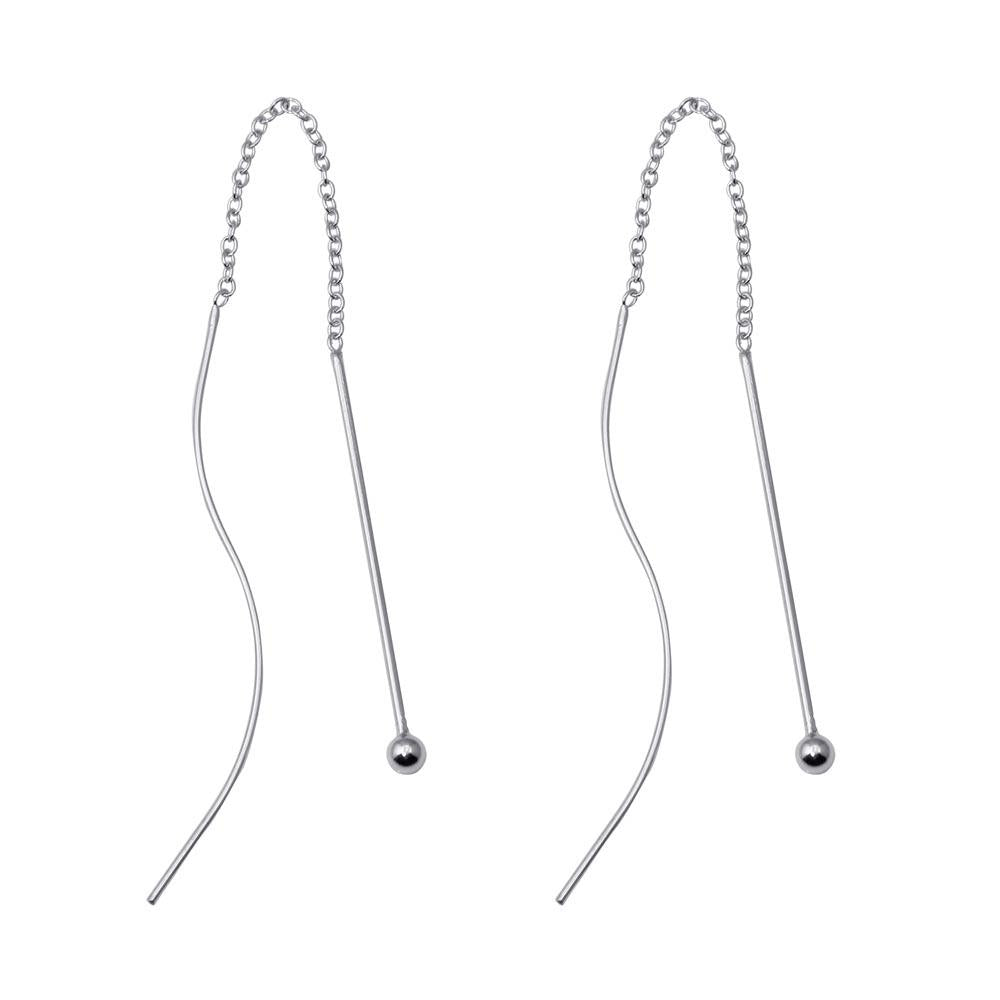 PARIKHS Rhodium Plated Dangling Hook Earring in 925 Sterling Silver