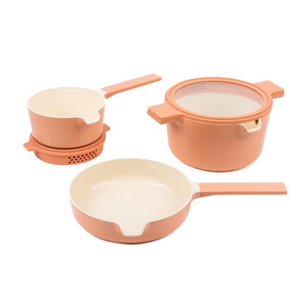 Alva Neat 5-Piece Nested Ceramic Cookware Set PFAS and PFOA-Free