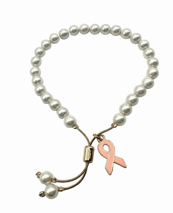 DKD Breast Cancer Awareness Pearl Slider Bracelet