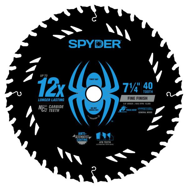 JS Products Spyder 7-1/4" 40-Tooth Thick Kerf Fine Finish Saw Blade
