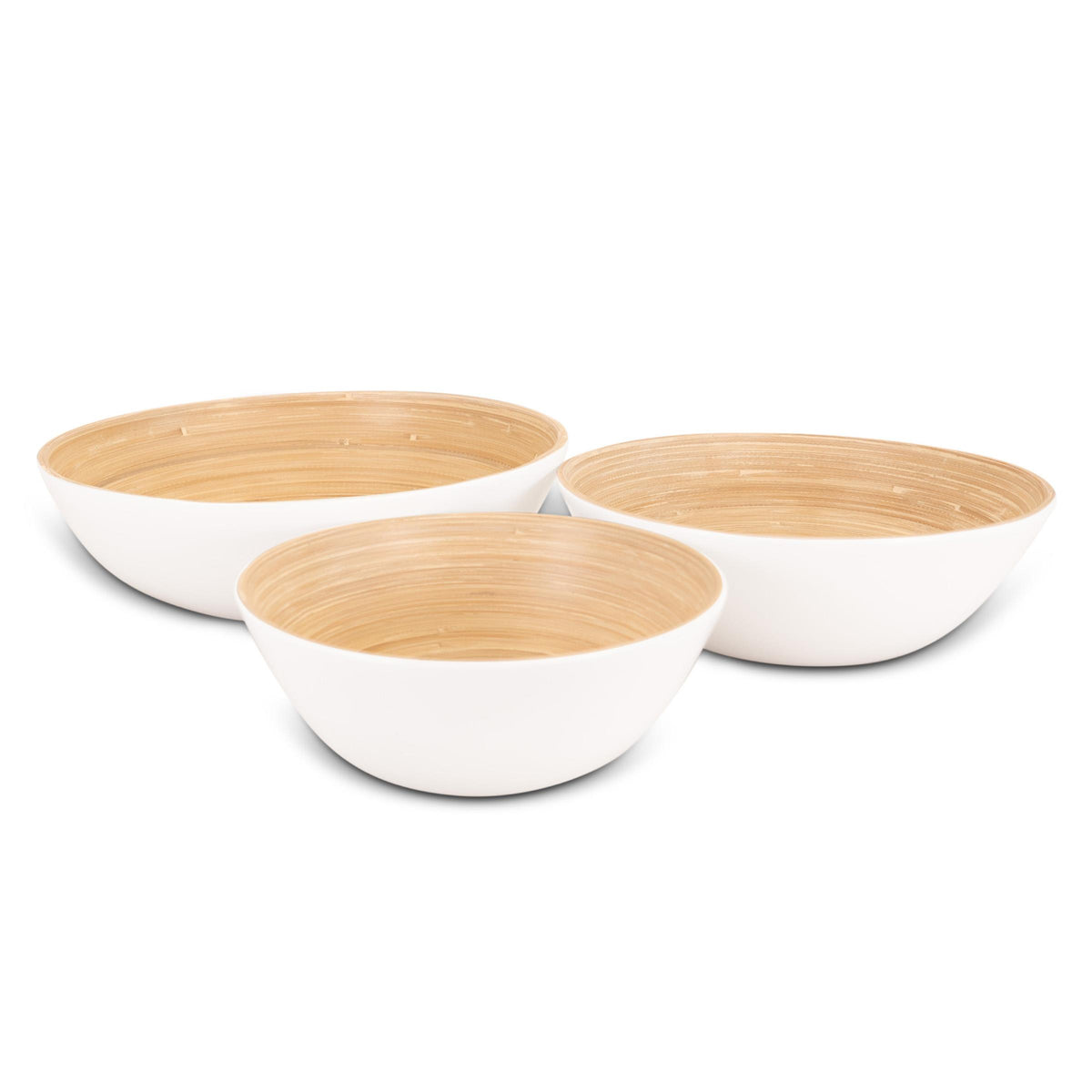 KitchenSupply LEXA - 3-Piece Bamboo Bowl Set - White
