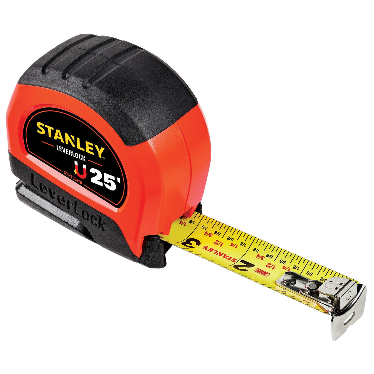 Stanley 25ft High-Visibility Magnetic LEVERLOCK Tape Measure