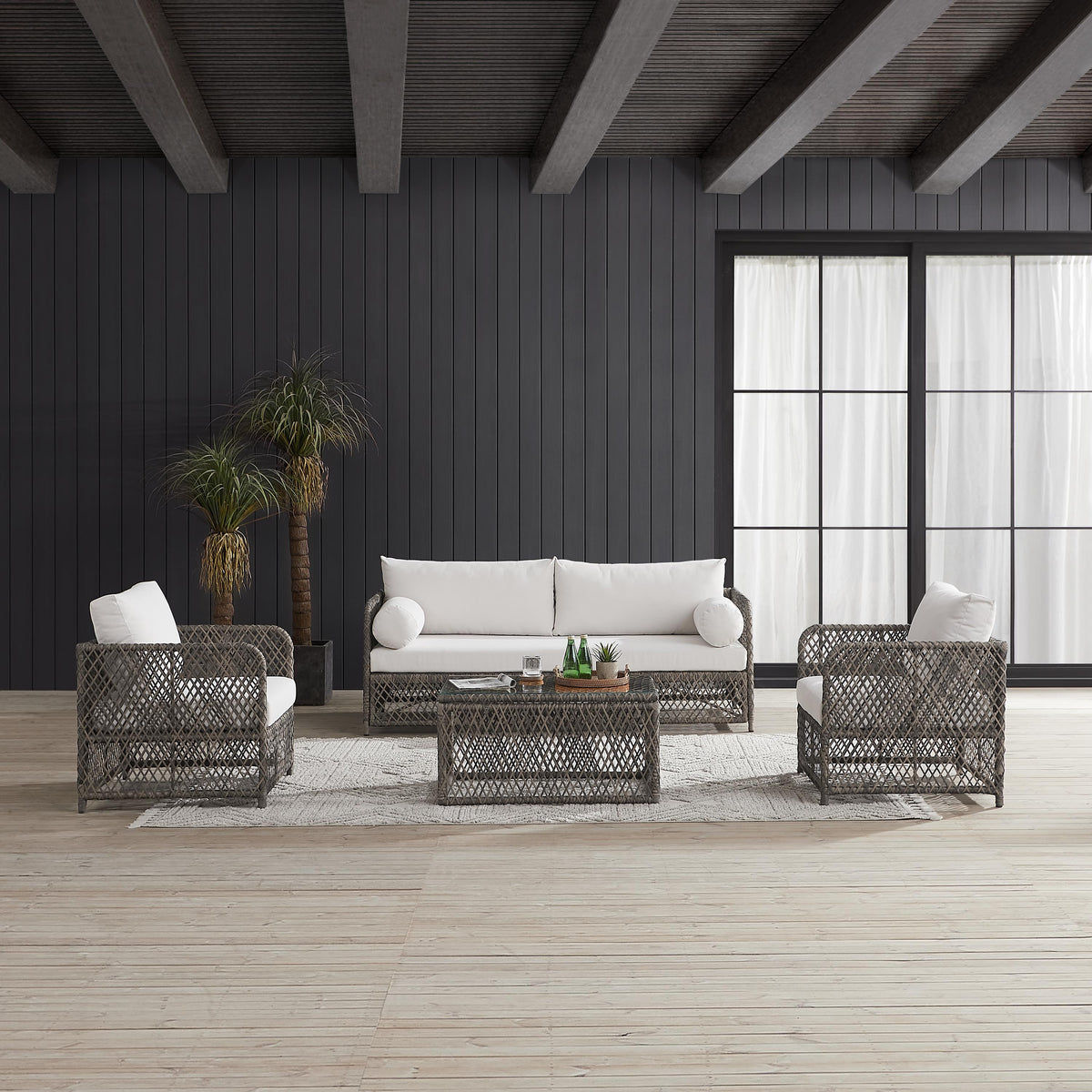 Crosley Outdoor Granite Bay 4Pc Wicker Outdoor Sofa Patio Furniture Set
