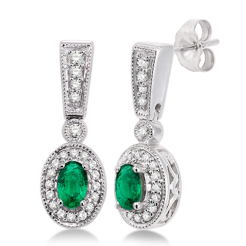 Jilco Inc Diamond & Emerald Earrings