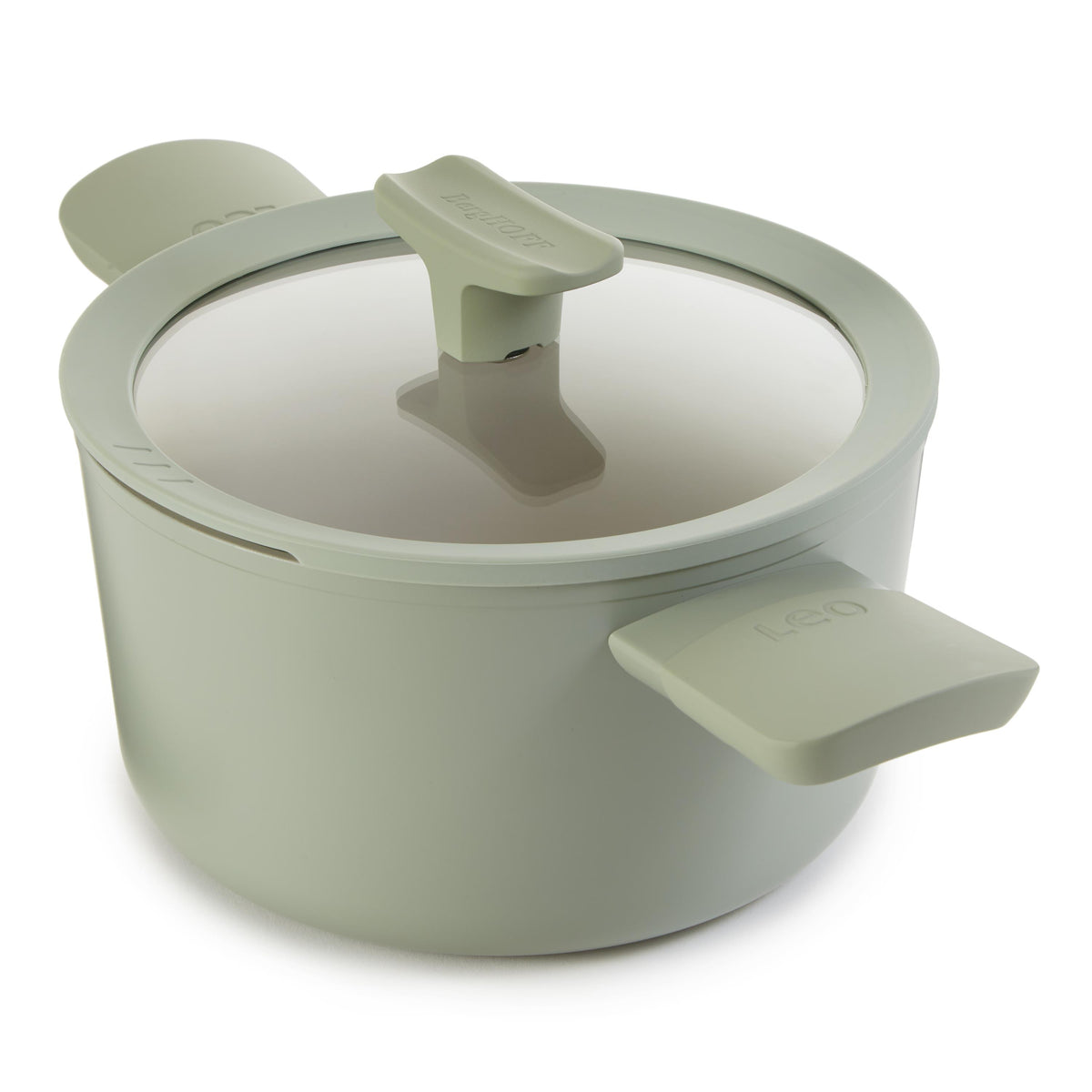 BergHOFF Leo Balance NS Ceramic Stockpot 8", 3.3qt. With Glass Lid, Recycled Aluminum, Sage
