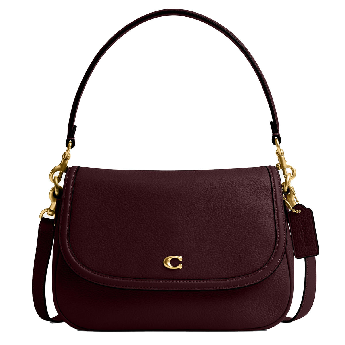 COACH Refined Pebble Leather Legacy Shoulder Bag - Merlot/Brass