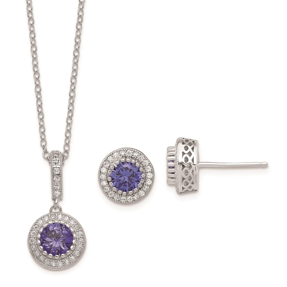 Distinctive Sterling Silver Bluish CZ Necklace