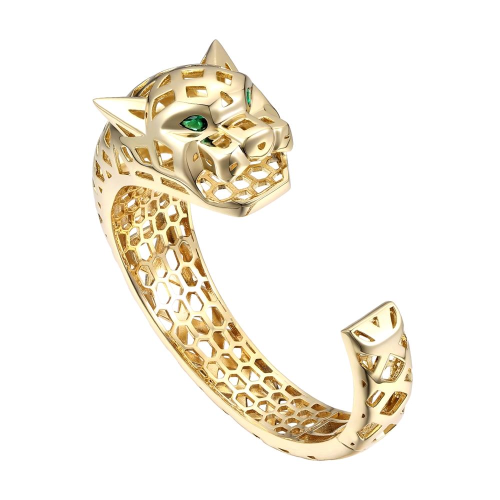 GENEVIVE 14K Yellow Gold Plated Tiger Bangle Size 7"