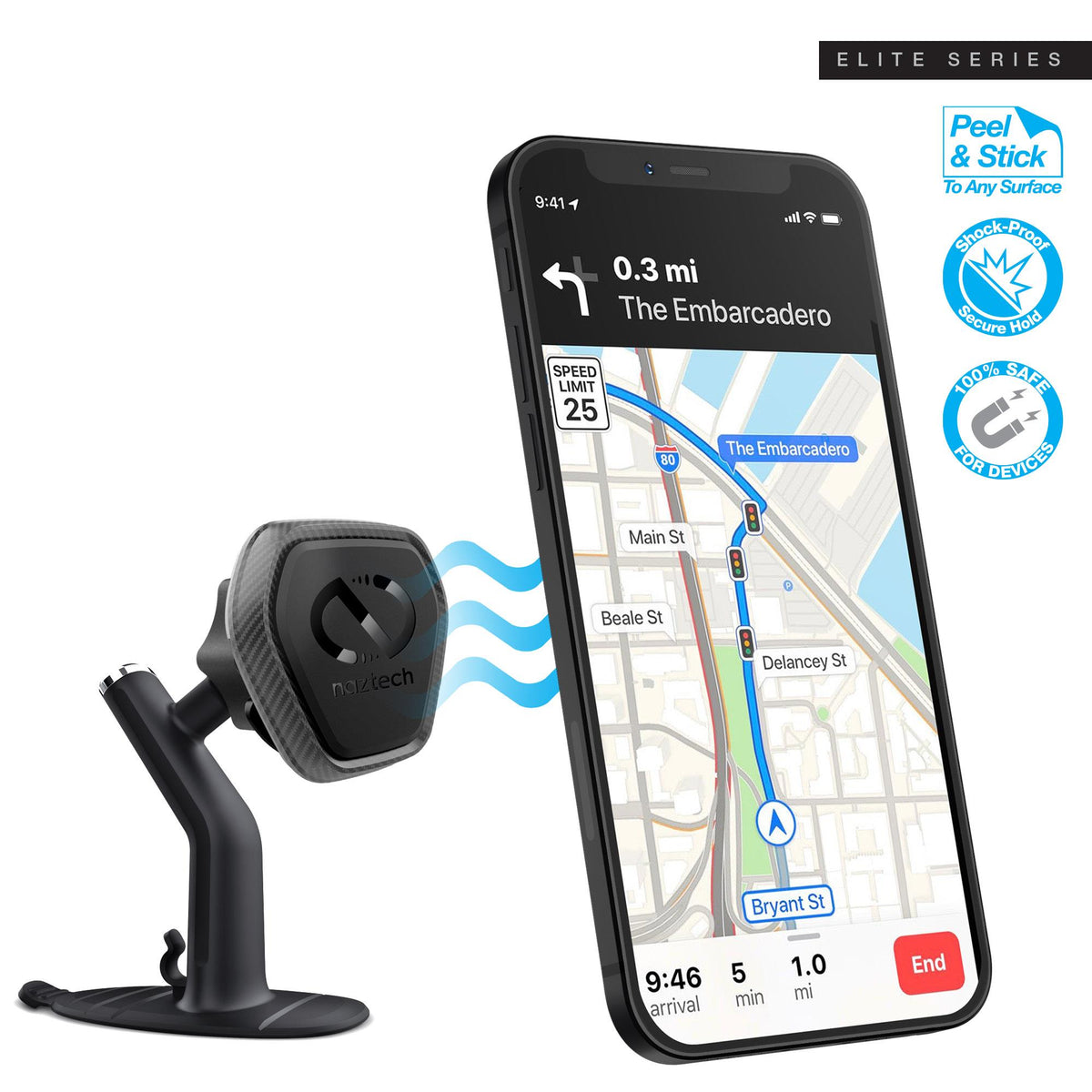 HYPERCEL Naztech MagBuddy Elite Series Magnetic Phone Mount - Dash Mini - Black