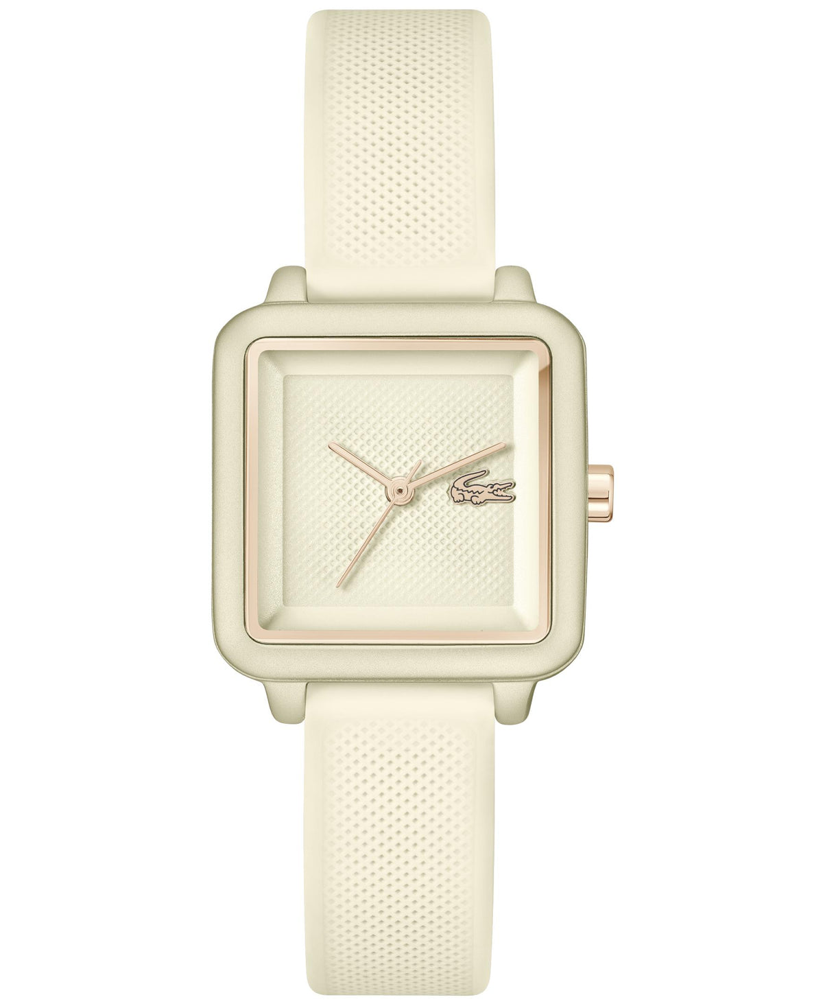 Lacoste L.12.12 Ladies. Champagne aluminum case. Champagne silicone strap. Champagne Dial.