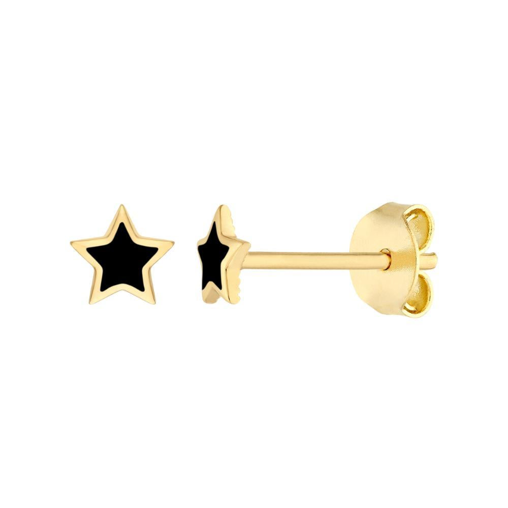 HAWLEY ST Black Enamel Star Stud Earrings