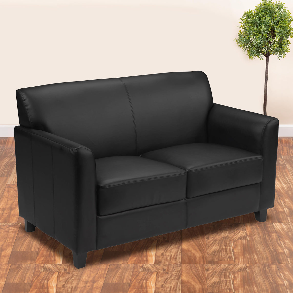 Flash Furniture Brown LeatherSoft Loveseat w/ Clean Line Stitched Frame
