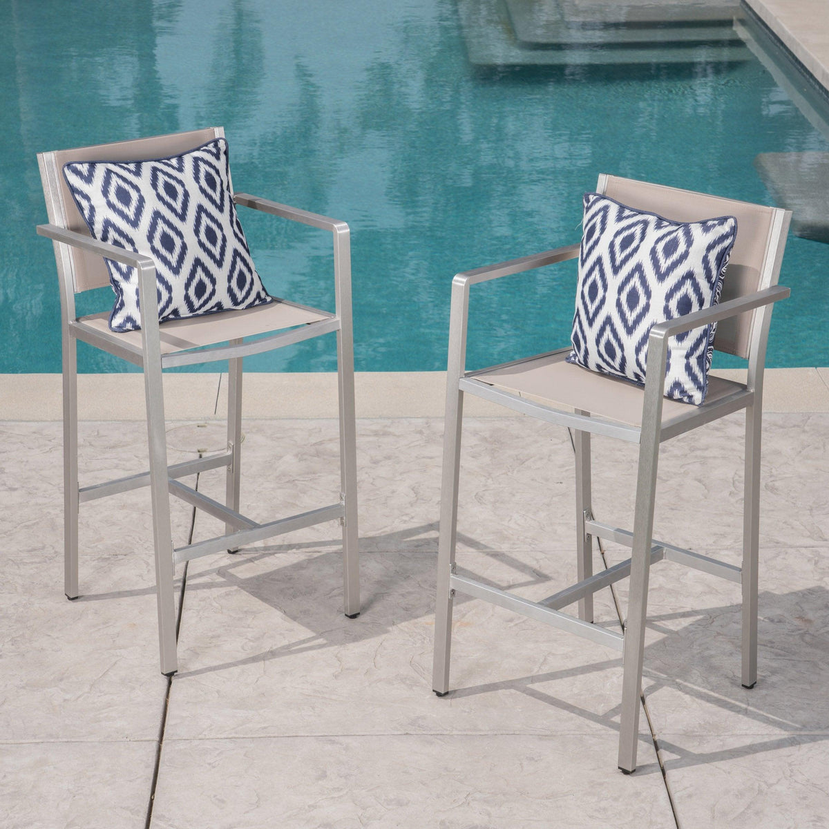 Stark Home Cape Coral Outdoor Mesh 29.5" Barstool Set (2)