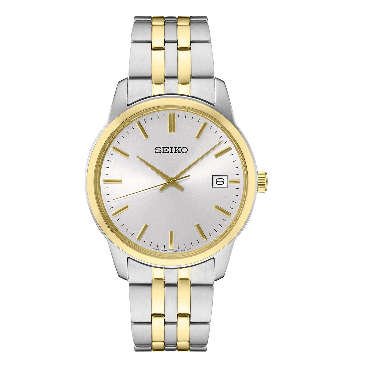 Seiko Mens Essentials Two-Tone Stainless Steel Watch White Dial