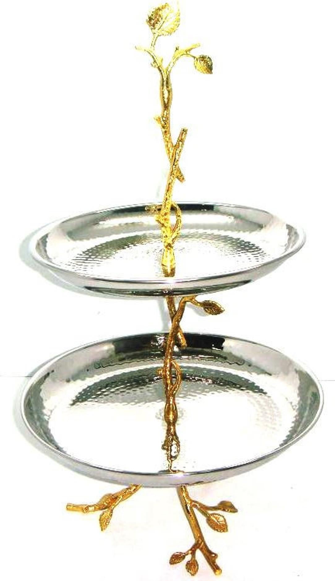 Stark Home Gilt Leaf 2-Tier Tray Set