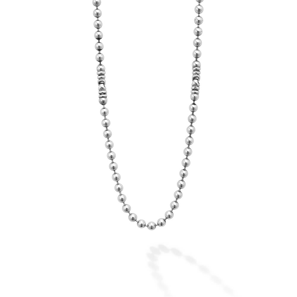 Lagos Men's Silver Station Caviar Beaded Neckl