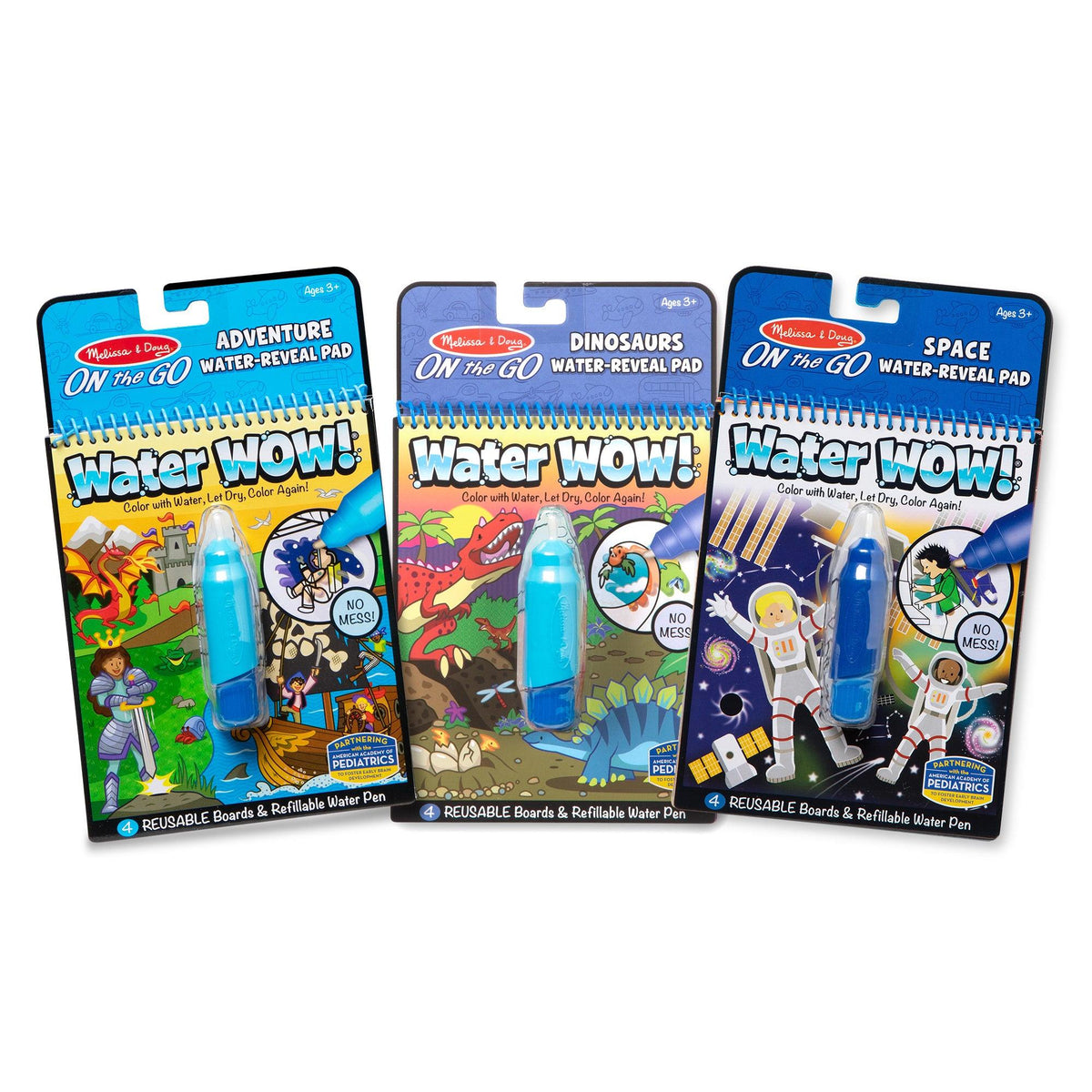 Melissa & Doug Water WOW! 3-Pack Set: Dinosaur Adventure Space Ages 3+ Years