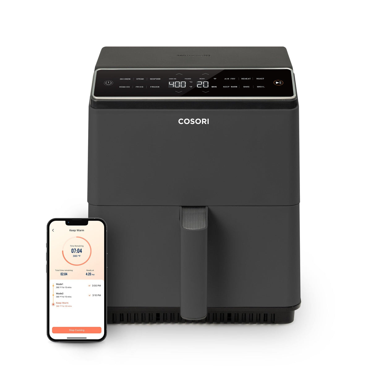 COSORI Dual Blace 6.8qt Smart Air Fryer Dark Gray