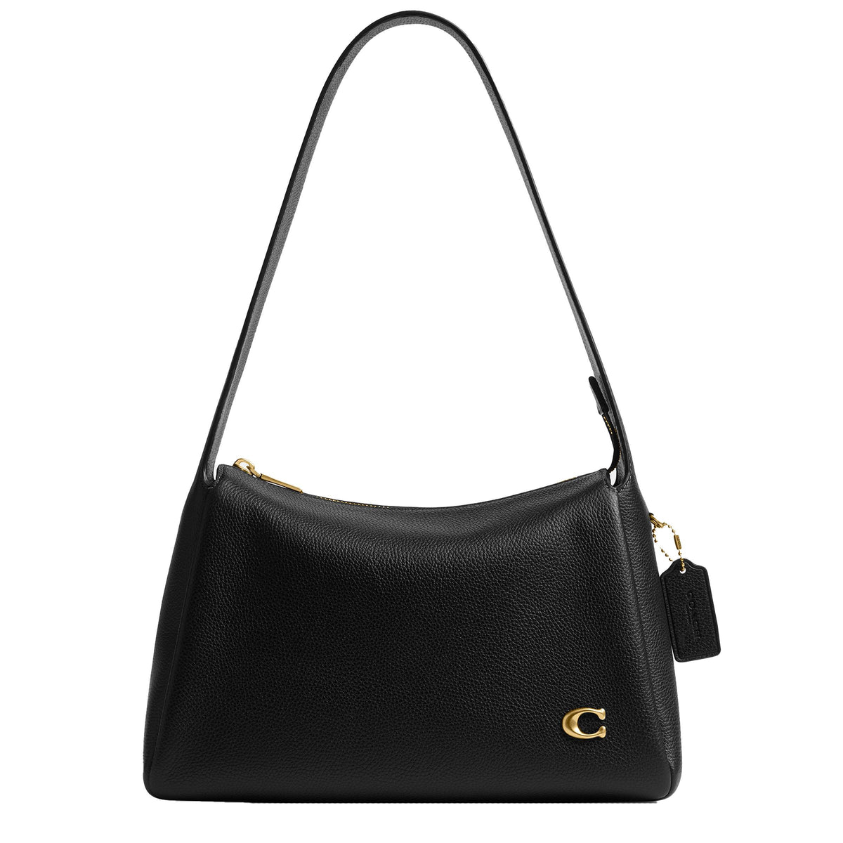 COACH Polished Pebble Leather Lola Shoulder Bag - Black/Brass