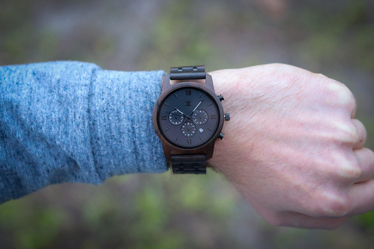 Joycoast Valyrian - Black Sandalwood Chronograph Wooden Watch 45mm