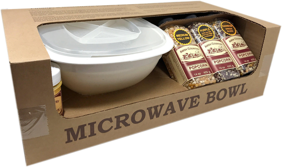Amish Country Popcorn Microwave Popcorn Gift Bowl Set