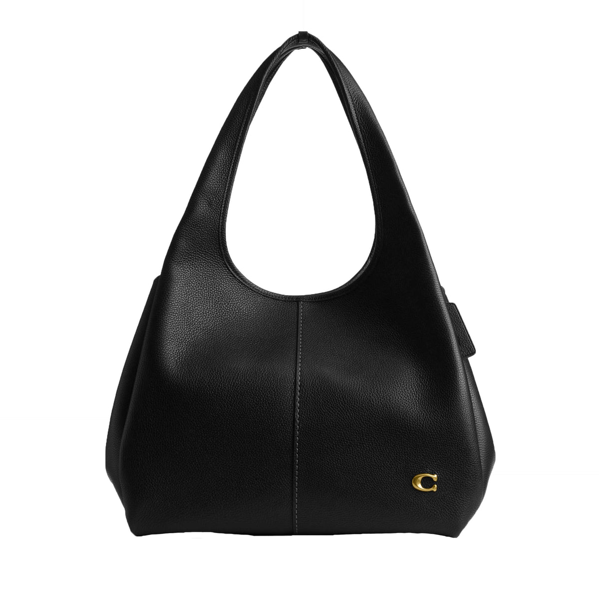COACH Polished Pebble Leather Lana Shoulder Bag - Black/Brass