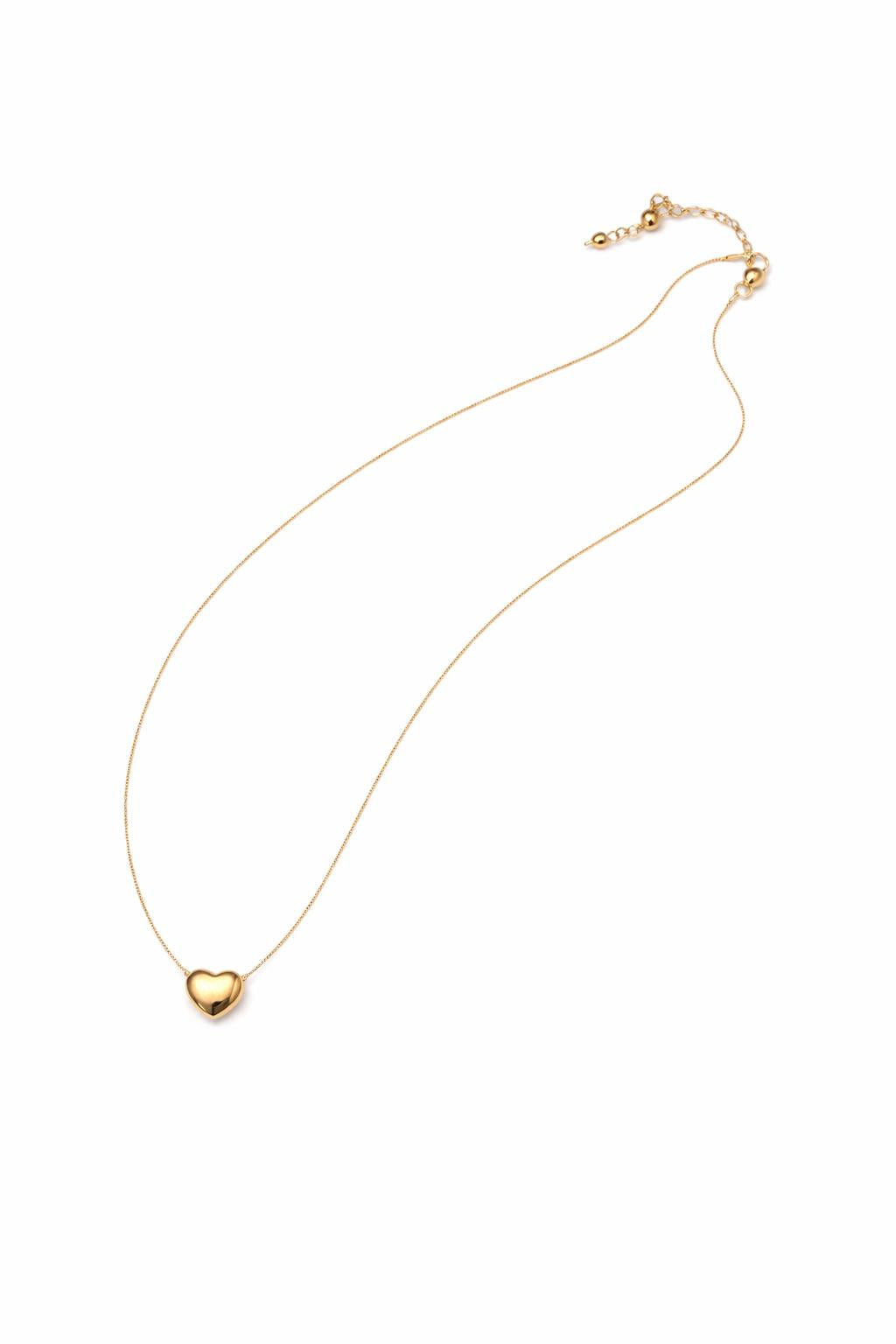 Completely Bella 14Kt. Gold Puff Heart Solitasire Necklace