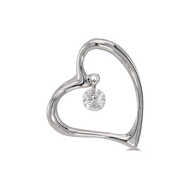 Distinctive 14K White Gold .08 cwt. Diamond Open Heart Pendant