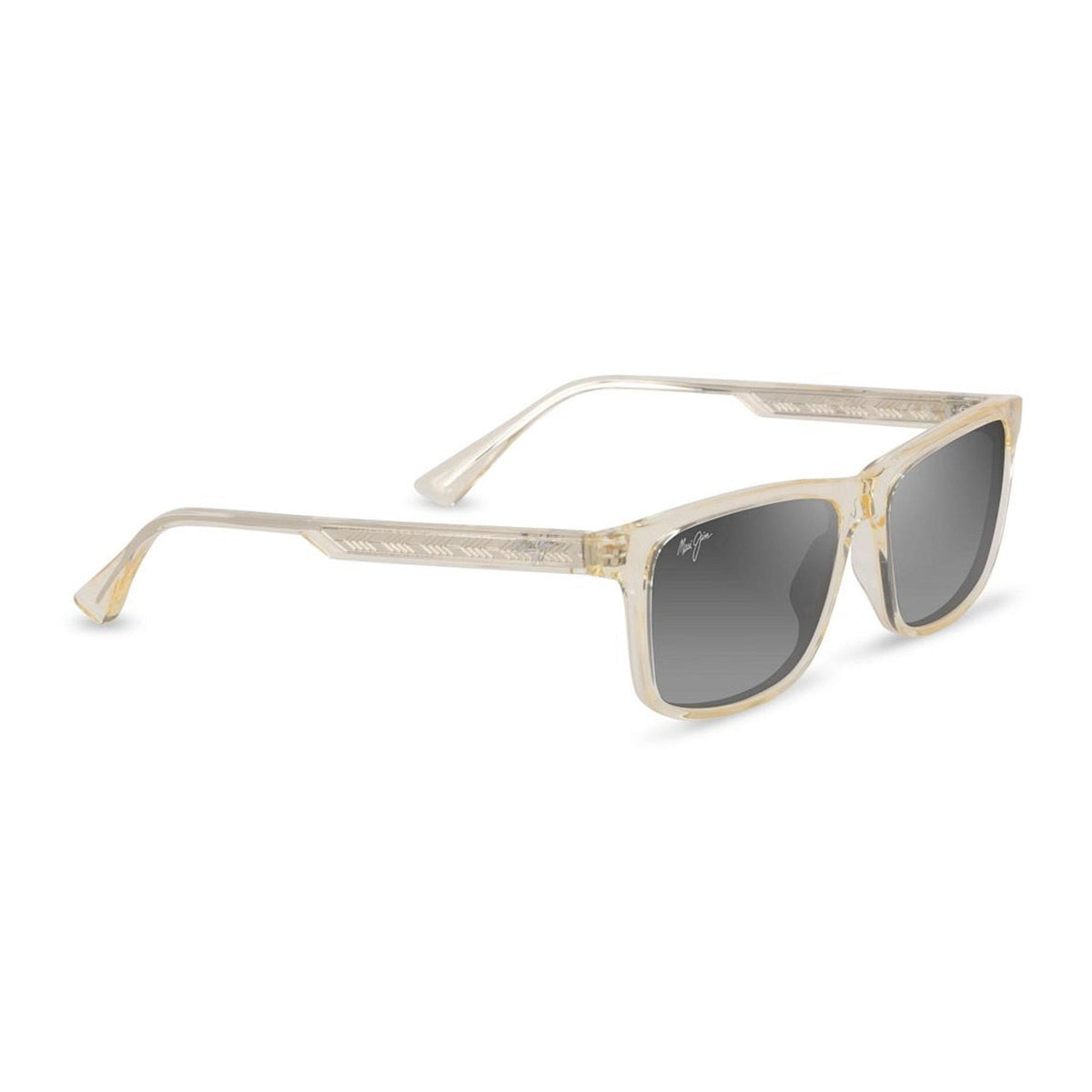 Maui Jim Okina Polarized Sunglasses Shiny Transparent Lt Yellow Frame Neutral Gray Lens