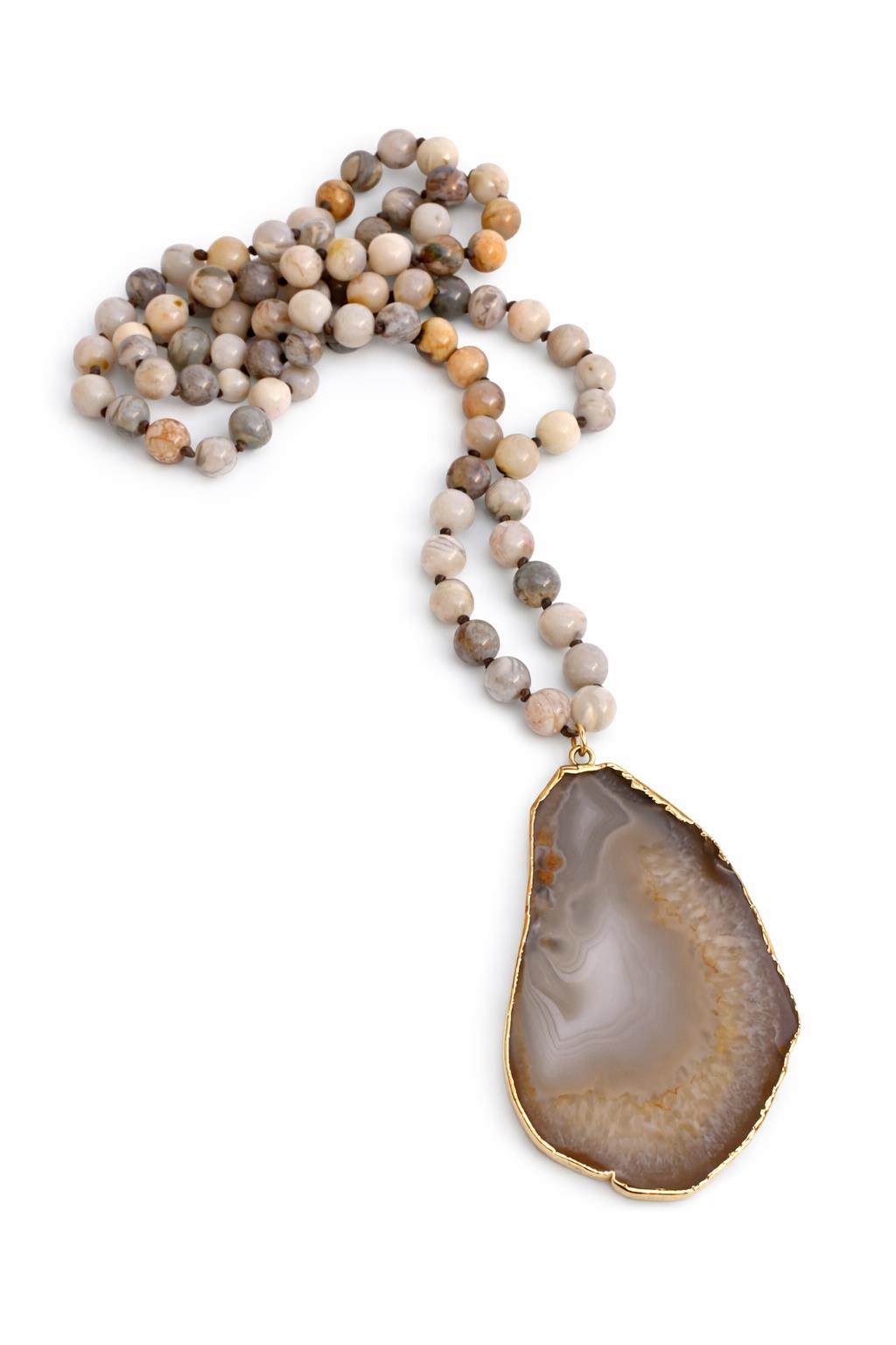 Completely Bella Agate Natural Stone Pendant Necklace