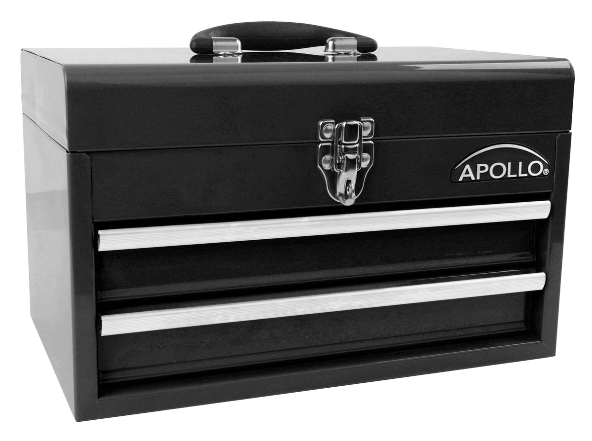 Apollo Tools 14 in 2-Drawer Metal Box Black